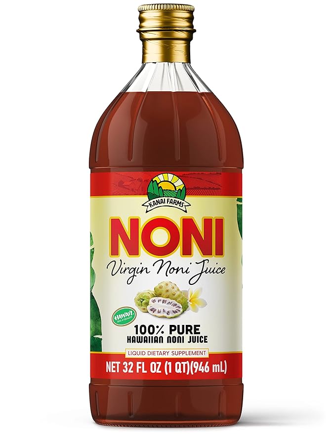 Virgin Noni Juice - 100% Pure Hawaiian Noni Juice - 32oz Glass Bottle