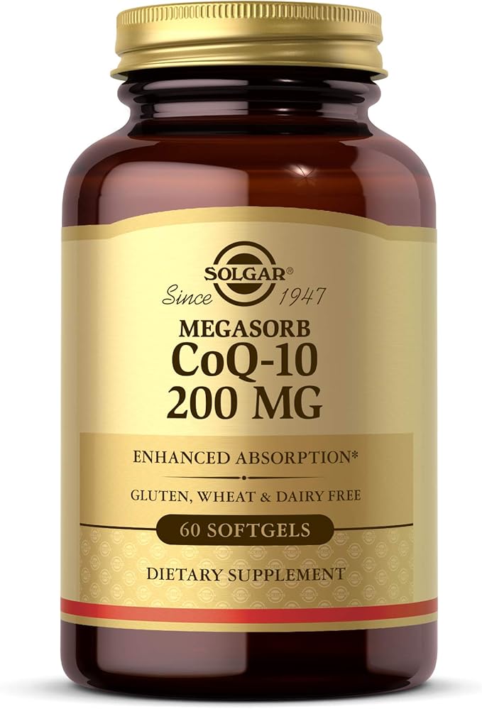 Solgar Megasorb CoQ-10 200 mg 60 Softgels - Supports Heart &amp Brain Function - Coenzyme Q10 Supplement - Enhanced Absorption - Gluten Free Dairy Free - 60 Servings