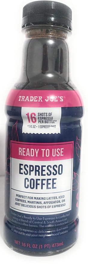Trader Joe's Brew Coffee Concentrate 100% espresso coffee 16 shots 16 fl oz
