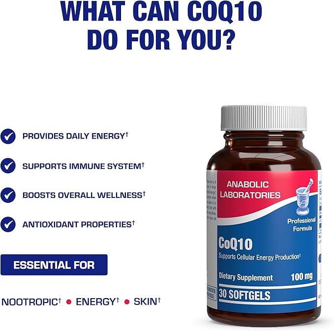 High Absorption CoQ10 100mg Softgels - Clinical Formula Coenzyme Q10 100mg for Skin Heart Energy Antioxidant and Brain Support - Easy to Swallow - Made in the USA in cGMP Facilities - 30 Servings