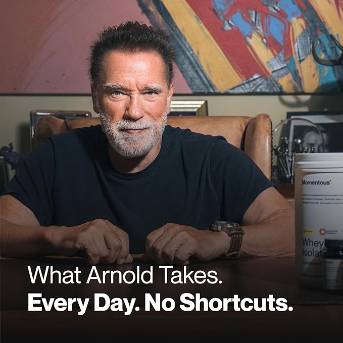 Momentous Arnold's Stack - Creatine Monohydrate Powder Essential Grass-Fed Whey Protein Powder (Strawberry) &amp Vitamin D3 (2000 IU) - Daily Fundamentals to Support Muscle Strength &amp Longevity