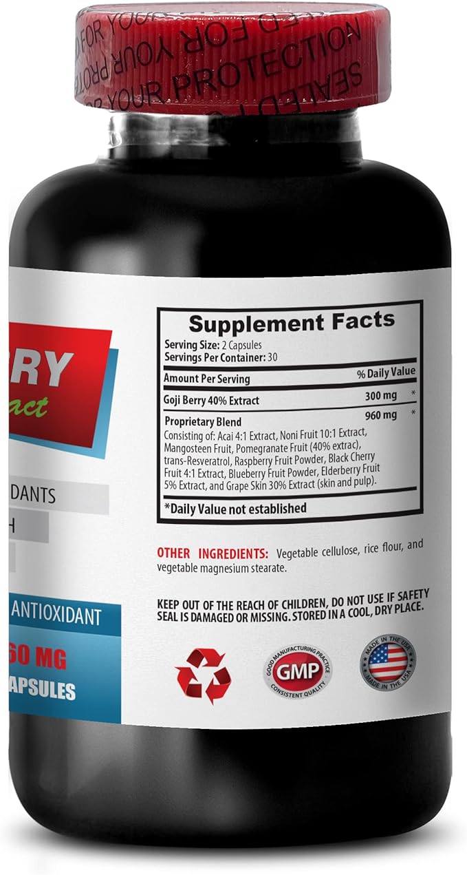 Immune Defense - Goji Berry Extract Complex - Natural Vitality Pills Powerful Antioxidant Pomegranate Extract Body Detox Complex Holistic Wellness Support Natural Energy Boost 2 Bot 120 Caps
