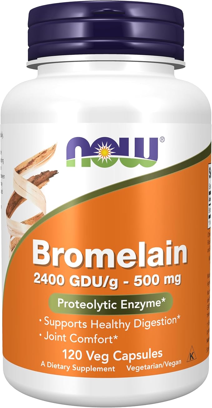 NOW Foods Supplements Bromelain (Natural Proteolytic Enzyme) 2400 GDU/g - 500 mg Natural Proteolytic Enzyme* 120 Veg Capsules