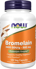 NOW Foods Supplements Bromelain (Natural Proteolytic Enzyme) 2400 GDU/g - 500 mg Natural Proteolytic Enzyme* 120 Veg Capsules