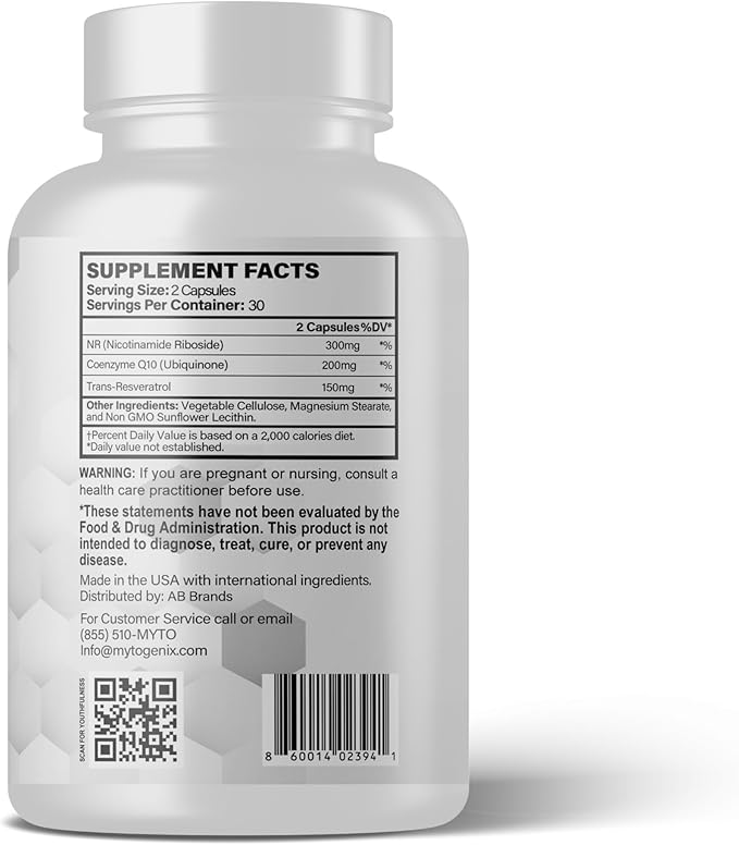 NR Capsules - Nicotinamide Riboside – 300mg High Purity Formula – Cellular Energy &amp Healthy Aging Support – 60 Veggie Capsules