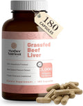 Mother Nutrient Grass Fed Beef Liver Capsules Sourced from Pasture-Raised Beef in New Zealand — Vitamins A and B12 w/Iron Protein and More - 45-Day Supply-180 Capsules