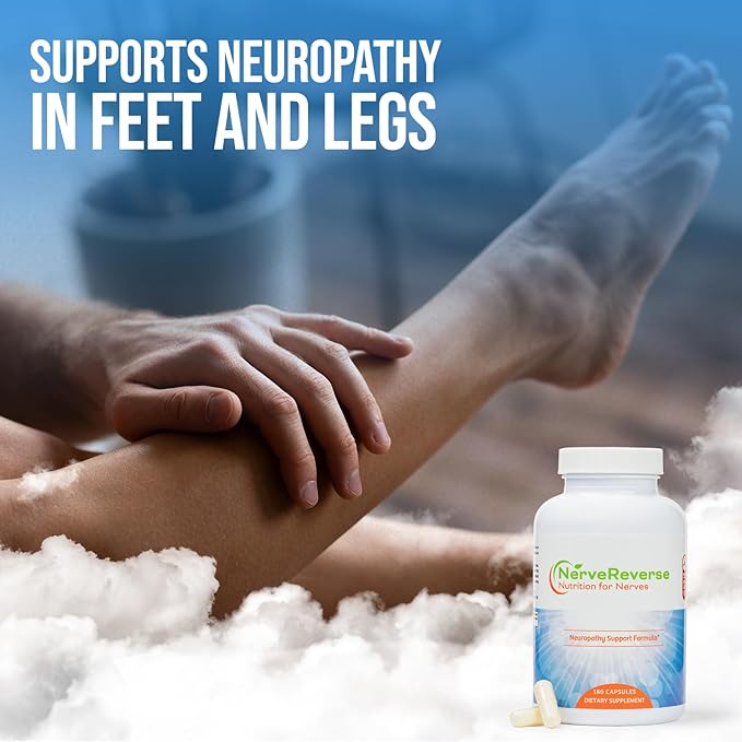 NerveReverse Neuropathy Support Formula-Alpha Lipoic Acid 600mgExtra Strength Benfotiamine B12 B9 B6 and D3 - Nerve Energy and Metabolism Support-Vegan-180 Capsules 3 Months