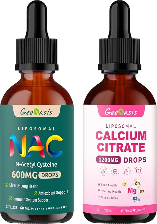 Liposomal Liquid NAC &amp Calcium Citrate Drops N Acetyl Cysteine &amp Calcium Magnesium Zinc Supplement for Kids &amp Adults