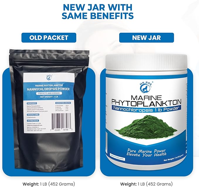 Marine Super Greens Powder for Dogs &amp Humans – Pure Phytoplankton Omega-3 EPA Antioxidants Protein Vitamins &amp Minerals – Skin Coat Vitality &amp Immune Support – 1 lb Bulk