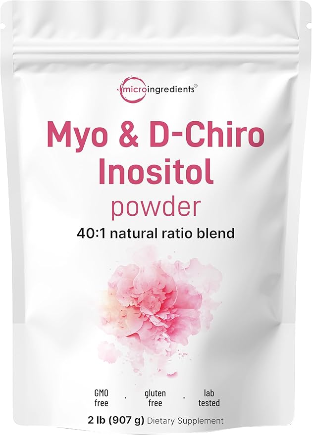 Micro Ingredients Myo-Inositol &amp D-Chiro Inositol Powder 2lb (442 Servings) | 40:1 Ideal Ratio Inositol Supplement for Women | Supports Hormonal Balance &amp Ovarian Health | Non-GMO Vegan Fil