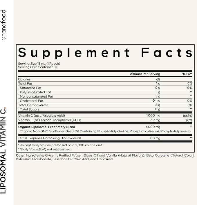 Codeage Liposomal Vitamin C Liquid 1000mg Vitamin C 4000mg Essential Phospholipids Supplement For Daily Immune Support Liposomes For Absorption Citrus Bioflavonoids Vitamin E Non-GMO 32 Pouches