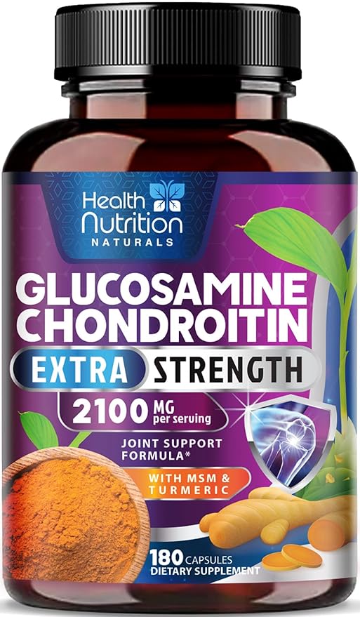 Glucosamine Chondroitin MSM Complex - 3X Strength Joint Support Supplement with Glucosamine Sulfate Turmeric Boswellia - For Cartilage Mobility &amp Flexibility - Bottled in USA - 180 Capsules