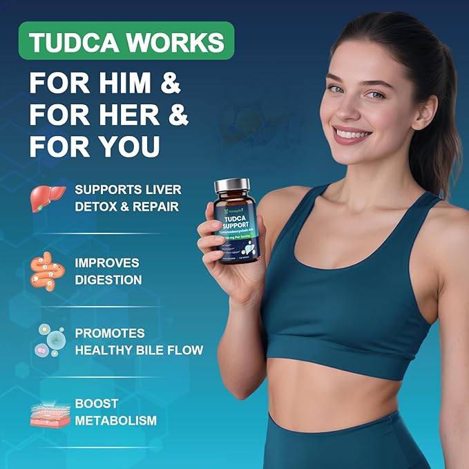 TUDCA 1200mg – Pure Tauroursodeoxycholic Acid Supplement 120 Vegan Capsules Easy to Swallow (60-Day Supply) Non-GMO Gluten-Free (120 Counts)