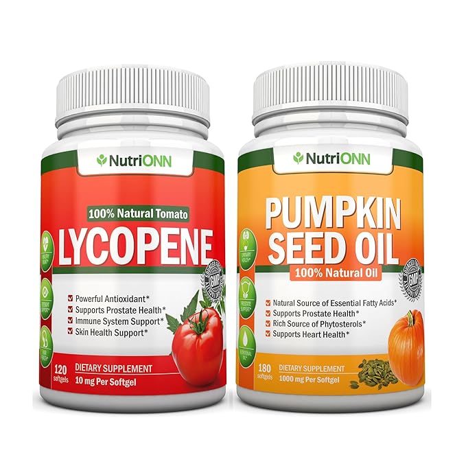 NutriONN Pumpkin Seed Oil Softgels Lycopene Capsules Combo - Targeted Support for Prostate &amp Urinary Health