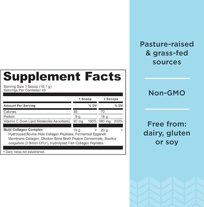 Ancient Nutrition Bone Broth Collagen Powder Pure 30 Servings + Multi Collagen Protein Powder Unflavored 45 Servings