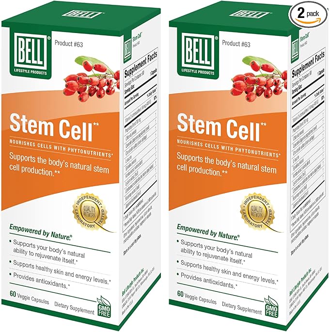Bell Stem Cell Supplements - Supports Your Body's Natural Ability to Replace Worn Out Cells and Rejuvenate Tissue | Celulas Madres Pack of 2 | 60 Capsules Each