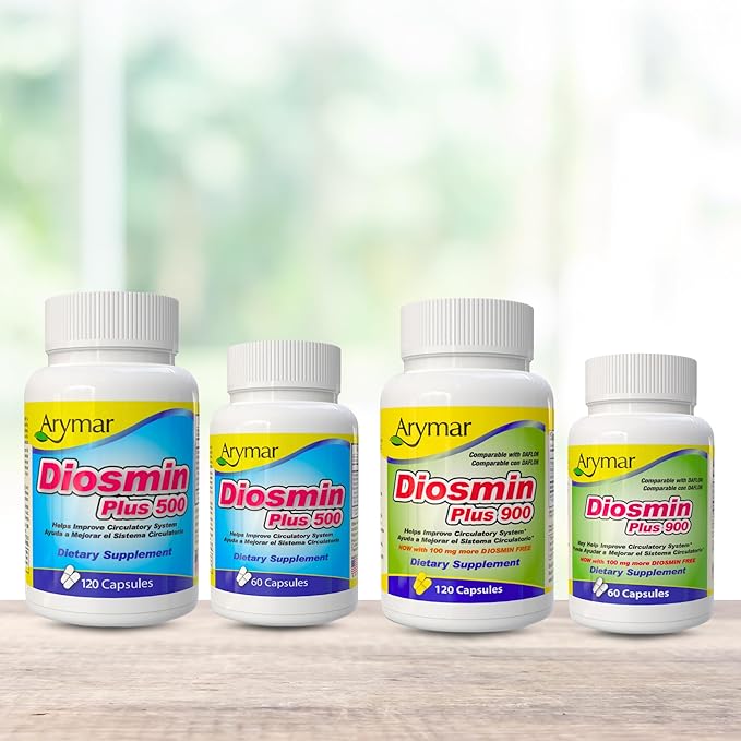 Arymar Diosmin Plus 500 - Circulatory System Support Supplement 500mg 120 Capsules