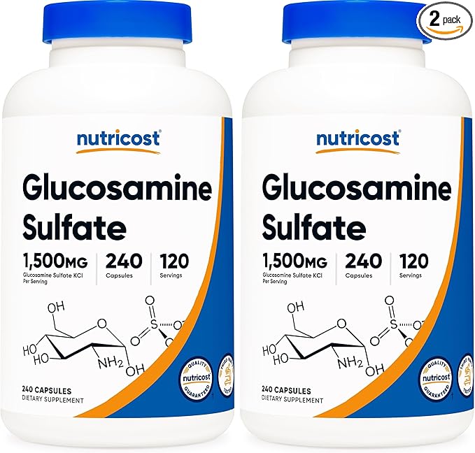 Nutricost Glucosamine Sulfate 1500mg 240 Capsules - 750mg Per Capsule Gluten Free Non-GMO (Pack of 2)
