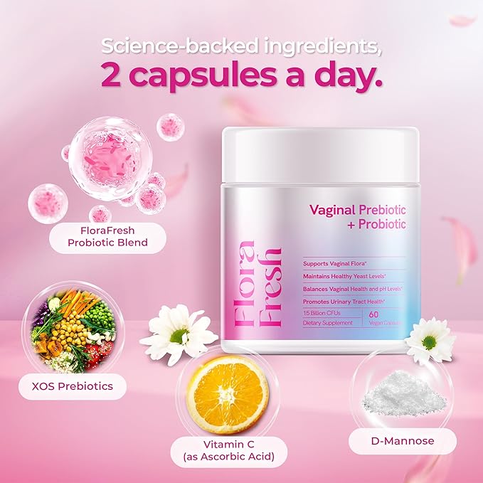 Vaginal Probiotics for Women Vaginigal Health Prebiotic + Probiotic 15 Billion CFUs 60 Capsules - Clinically Tested for UTI Prevention pH Balance &amp Vaginal Flora Wellness