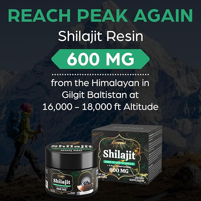 600 MG Shilajit Resin - Shilajit Supplement with Fulvic Acid &amp 85+ Trace Minerals for Energy Immunity Brain Power 30 Grams