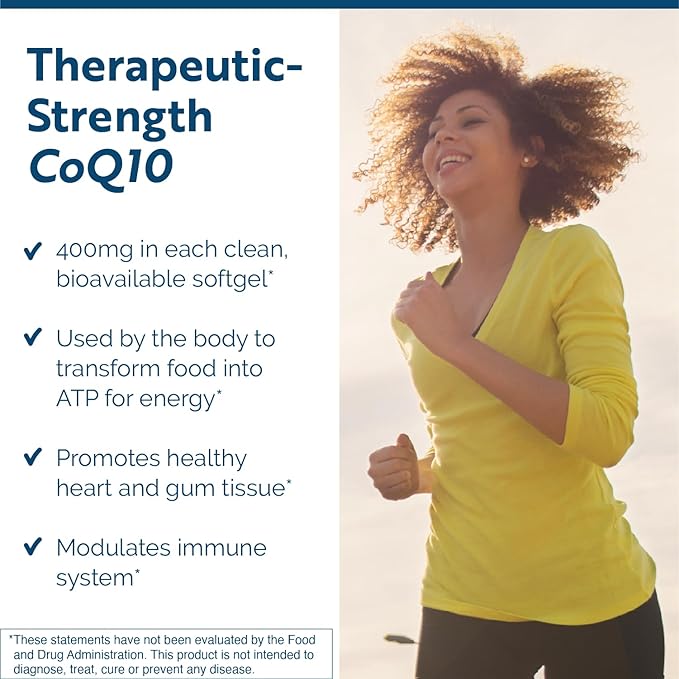 Researched Nutritionals CoQ10 400mg Softgels for Heart Health - Therapeutic-Strength Coenzyme Q10 Supplement - Support Natural Energy &amp Immune Function Promote Healthy Gum Tissue (60 Softgels)