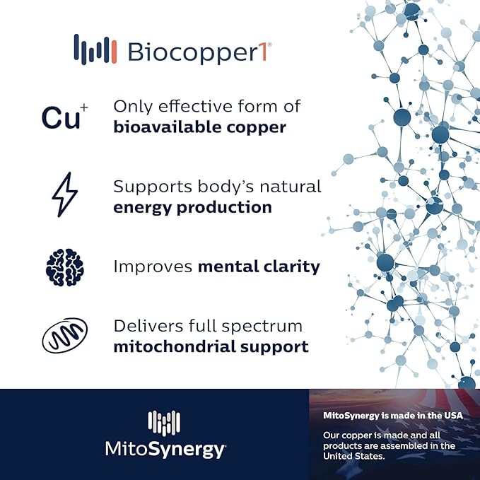 MitoActivator EX - BioCopper1 Cu1 (Cunermuspir) 0.5mg Extra Strength Bioavailable Copper - Mitochondrial NAD+ ATP Booster Anti-Aging Anti-Graying Tick Immune Support