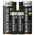 RAWYA Black Seed Oil - Organic Cold Pressed Nigella Sativa - Turkish Origin - USDA Organic - Natural Supplement - Black Cumin Seed Oil - Rich Flavor &amp High Concentration - 250ml Glass Bottle - 2 P