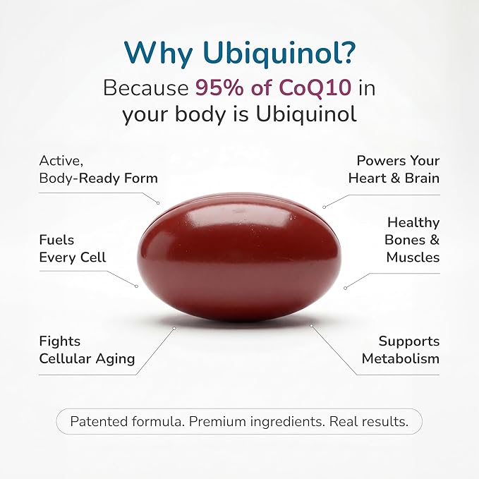 WELLNESS EXTRACT BioQuinol Ubiquinol (CoQ10) with Geranylgeraniol – Master Antioxidant for Heart Health Cellular Energy 150mg 60 Softgels