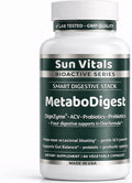 Sun Vitals MetaboDigest – ACV Apple Cider Vinegar Capsules with Digestive Enzymes Prebiotic Fiber &amp Probiotic | Digestive Health &amp Bloating Relief | Gut Balance for Women &amp Men | 60 Capsu