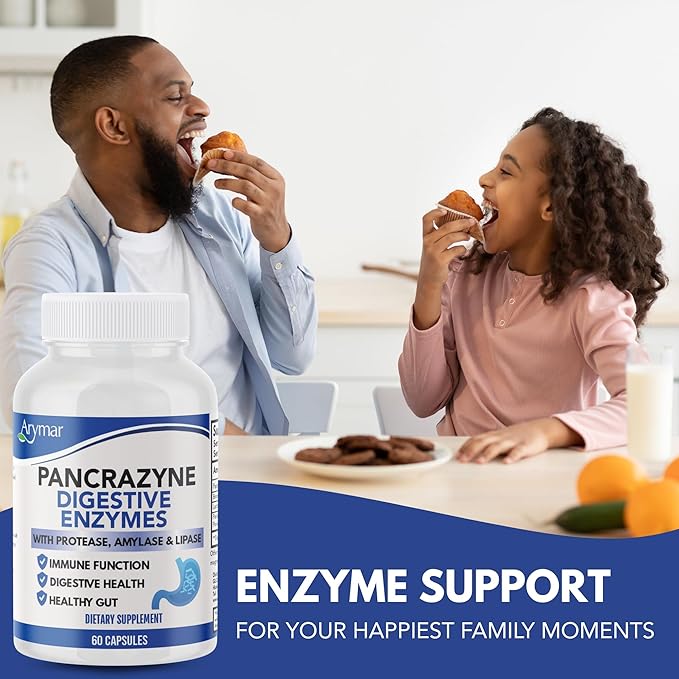 Arymar Pancrazyne Probiotics Digestive Enzymes with Amylase Protease Lipase &amp Lactobacillus Gut Health &amp Digestive Support Supplement 60 Capsules 3 Pack