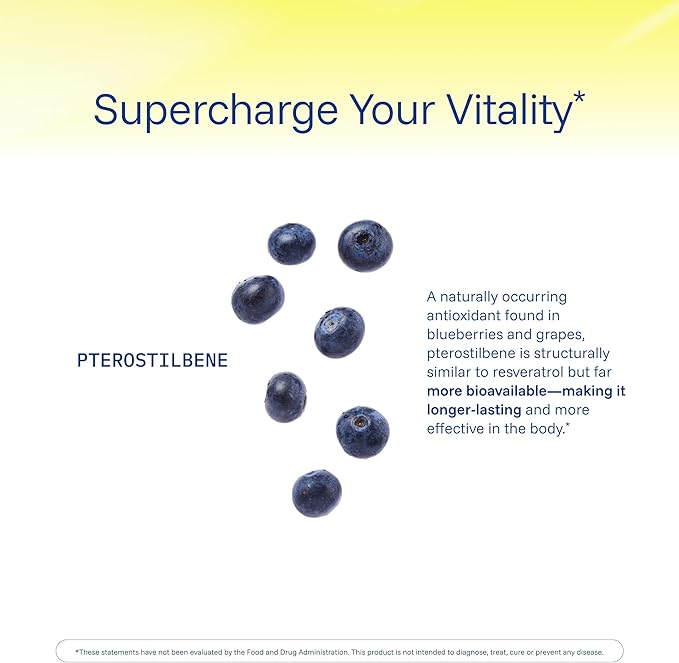Pterostilbene Supplement (250mg 60 Capsules) | Clinically Proven Third-Party Tested Antioxidant for Heart &amp Brain Health | Activates Longevity Genes (3 Pack)