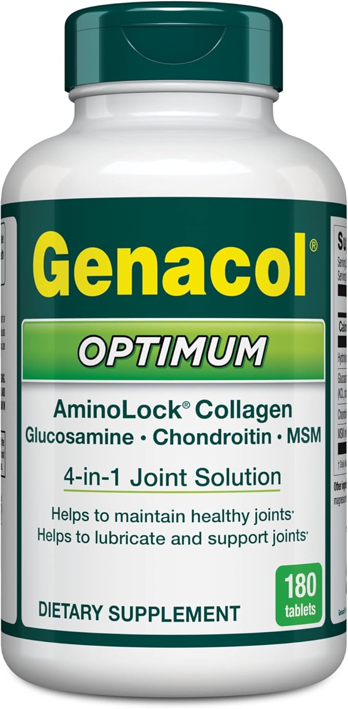 Genacol Optimum – Glucosamine Chondroitin MSM &amp Ultra-Hydrolyzed Collagen Joint Support Tablets 180 Count (60-Day Supply)