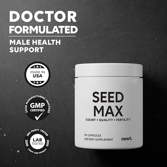 SEED MAX™ Men’s Fertility Supplement – Advanced Male Fertility Support with Maca Tongkat Ali &amp Ginseng – Supports Sperm Count Motility &amp Semen Volume – 90 Capsules (30-Day Supply)