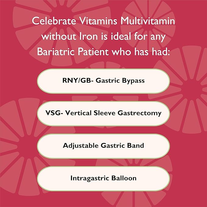 Celebrate Vitamins 2-in-1 Bariatric Multivitamin with Calcium Citrate - Vitamins A D E for Post Bariatric Surgery Gastric Bypass and Sleeve Gastrectomy Patients - Orange Pineapple (120 Chewables)