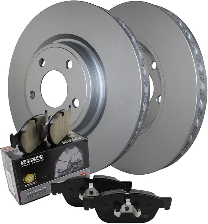 Coated Vented 320mm 5 Lugs Disc Rotors &amp Akebono EURO Ceramic Pad Set with Electronic Sensors Front Brake Kit For Infiniti QX30 Mercedes C117 CLA250 X156 GLA250 Without Sport Package