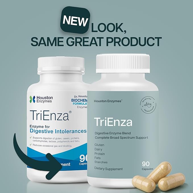 TriEnza Digestive Enzymes for Women and Men– Digestive Enzyme Supplements for Proteins Carbs Fats &amp Polyphenols Digestion – Help Break Down Wheat Dairy Soy &amp Meats - Health Supplement90 C