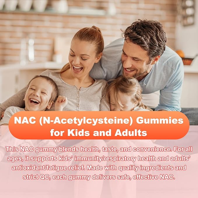 NAC Gummies N Acetyl Cysteine Supplement for Adults and Kids NAC Chewable Support Liver Health Antioxidants &amp Immune System Sugar-Free Strawberry Flavor 120 Count
