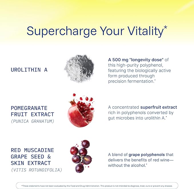 ProHealth Full Spectrum Urolithin A | 60 Capsules | Cellular Support for Healthy Aging | with Pomegranate &amp Red Grape Extracts | Ultra-Pure Triple Lab-Tested | Manufactured in the USA