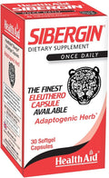 HealthAid Sibergin Siberian Eleuthero 30ct Once Daily Soft Gel Capsules Helps Combat Stress and Fatigue Promotes Stamina and Endurance