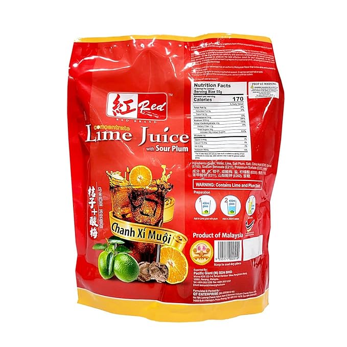 Malaysia Concentrate Beverage Lime Juice With Sour Plum 桔子酸梅 Chanh XÍ Muội 19.4oz - Total of 2 bags