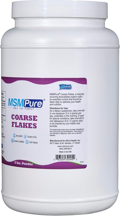 KALA HEALTH MSMPure Coarse Flakes 5 lb and Muscle &amp Joint Cream 2 oz Bundle