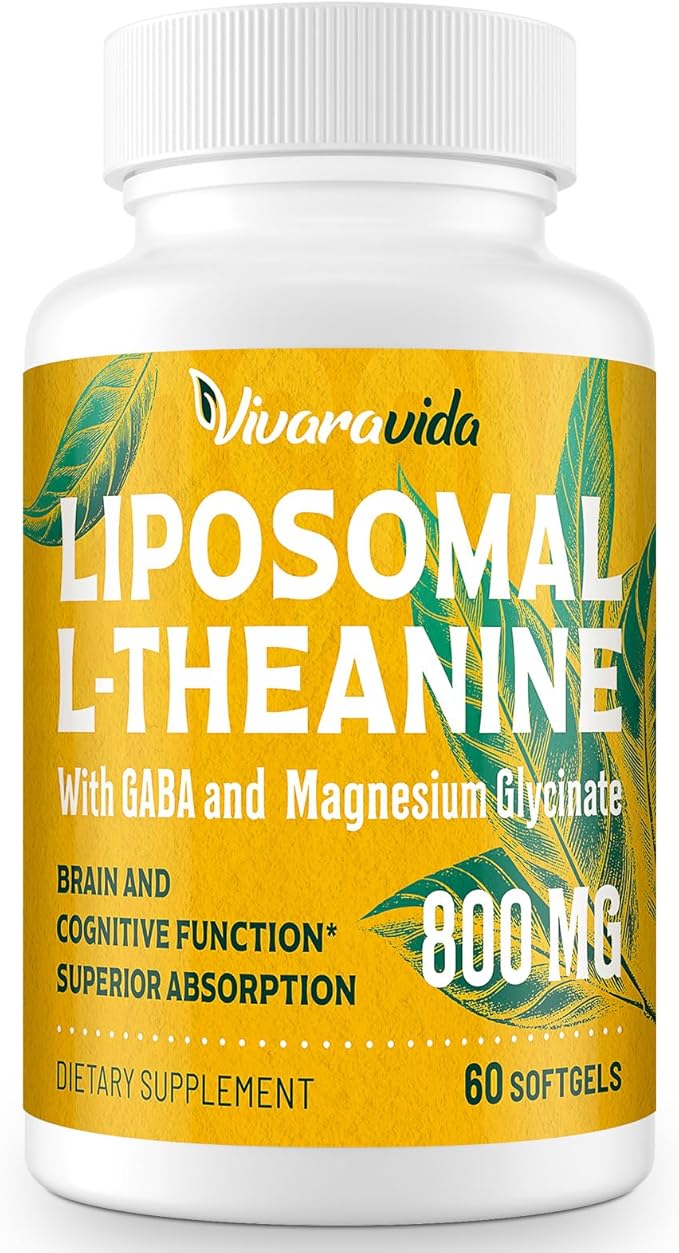 L-Theanine 800mg Supplement with GABA and Magnesium Glycinate - Natural Compound Sleep and Relaxation (60 Softgels)