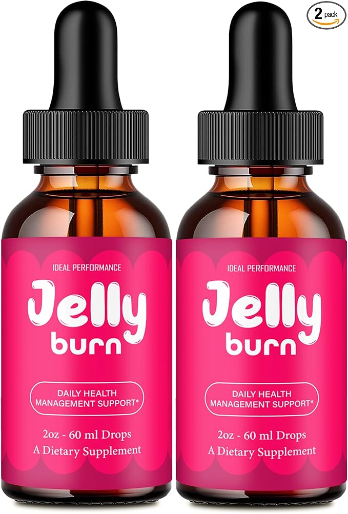 Jelly Burn Drops Official Jelly Burn Supplement Drops with All Natural Ingredients - Maximum Strength Advanced Formula Overall Health &amp Wellness Premium JellyBurn Droppers Support Reviews (2 Pa