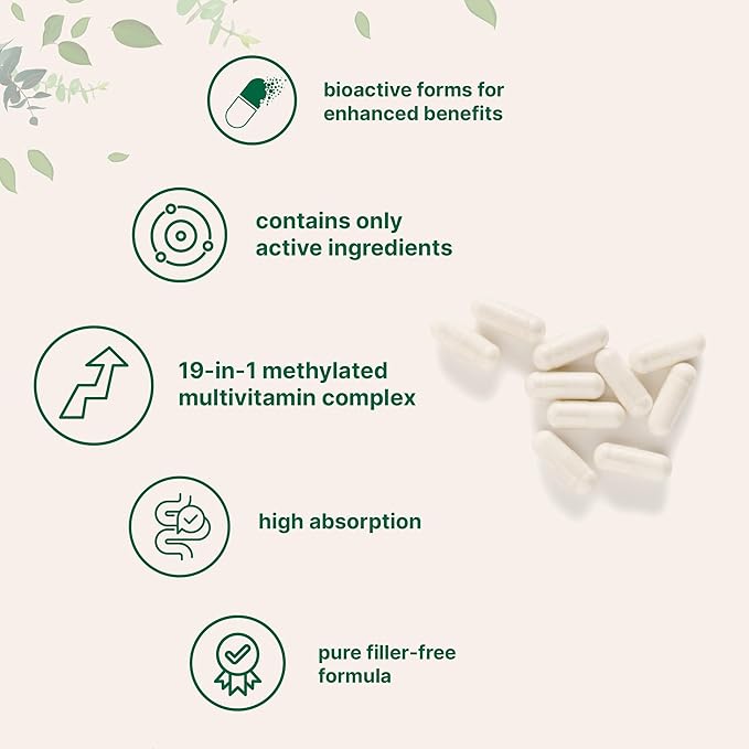 Micro Ingredients Pure Methylated Multivitamin 240 Capsules | 19-in-1 Formula with Vitamins C D B12 Folate Magnesium Zinc &amp More | Filler Free Non-GMO