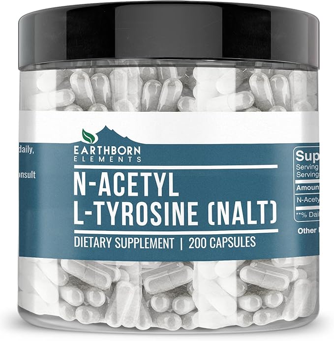 Earthborn Elements N-Acetyl L-Tyrosine (NALT) 200 Capsules Pure &amp Undiluted No Additives