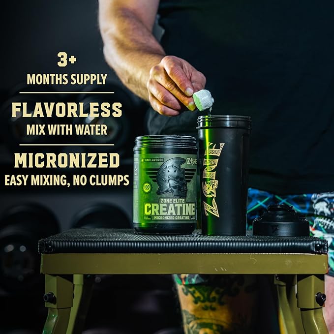 Zone Creatine Monohydrate Powder - Micronized Creatine for Men and Women Suppot Muscle Growth Endurance (Unflavored 5g per Scoop 100 Servings)