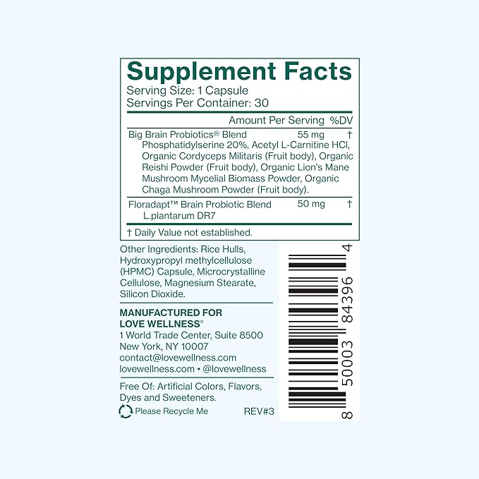 Love Wellness Daily Love Multivitamin &amp Big Brain Probiotics | Mind and Body Duo | Womens Vitamin and Probitoic (Pack of 2)