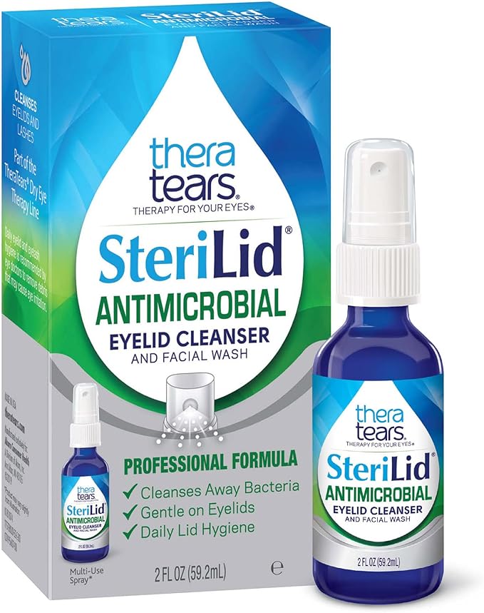 TheraTears Omega 3 Supplement 1200mg 90 ct (Pack of 1) &amp SteriLid Eyelid Cleanser and Face Wash for Irritated Eyes 2 fl oz Spray
