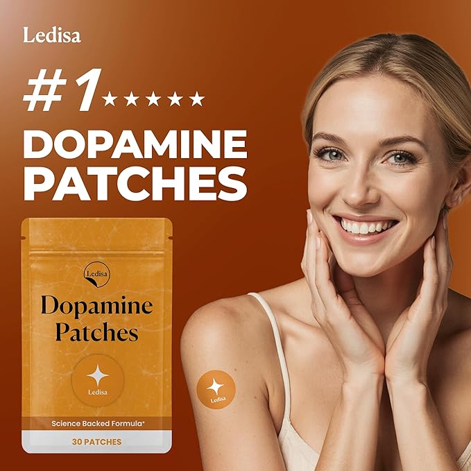 Dopamine Patches | Mood &amp Positivity | with Lion’s Mane Rhodiola Rosea Ginkgo Biloba 5-HTP | Dopamine &amp Serotonin Balance for Women and Men | 30 Days Supply