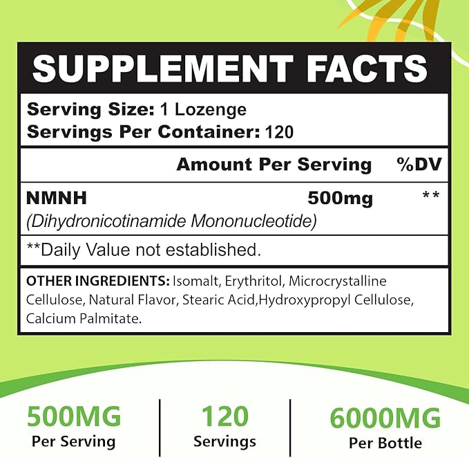 Sublingual NMNH 500mg (480-Day Supply 500mg per Serving) NMNH(Dihydronicotinamide Mononucleotide)NAD Supplement for NAD Levels as We Age for Anti-Aging Energy Immunity Focus - 480 Count